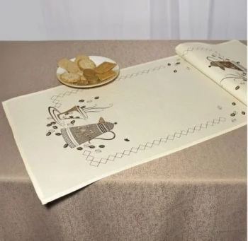 Дорожка для декорирования стола "Schaefer", прямоугольная, цвет: кремовый, коричневый, 40 x 110 см