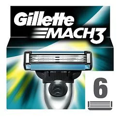 GILLETTE Сменные кассеты для мужской бритвы Gillette Mach3 6 шт.
